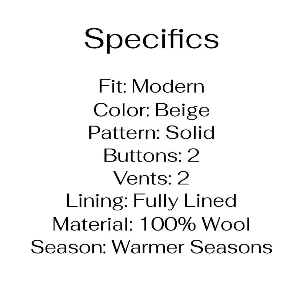 Lands' End 46R Beige Blazer Sport Coat Jacket 2-Button Solid Y324 - Picture 4 of 11